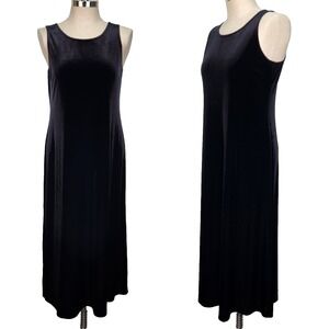 Carol‎ Anderson Vintage Velvet Maxi Shift Dress M Black Sleeveless Holiday Event